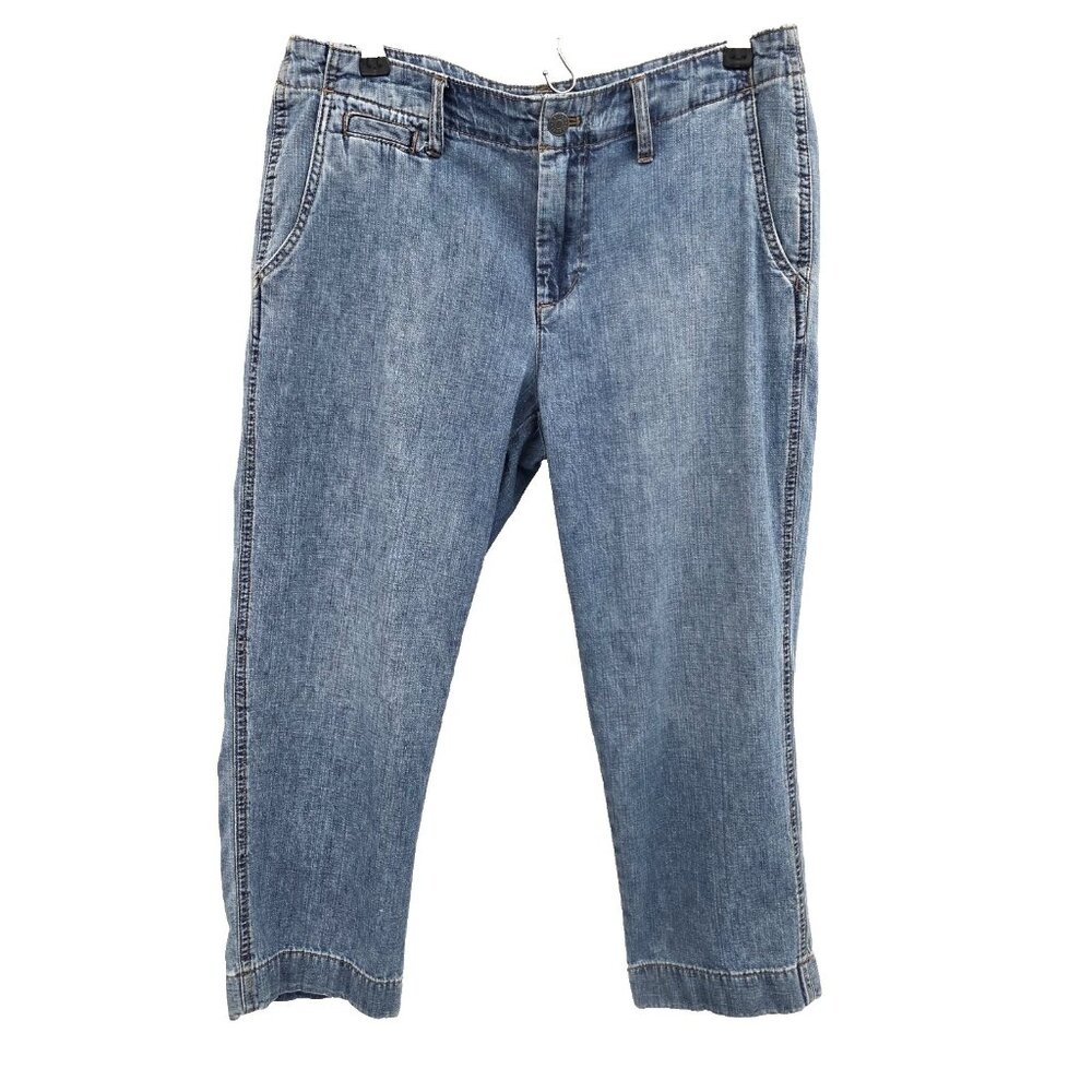 Lauren Ralph Lauren Womens 10P Blue Denim Capris Classic Fit‎ Cotton Jean Pants